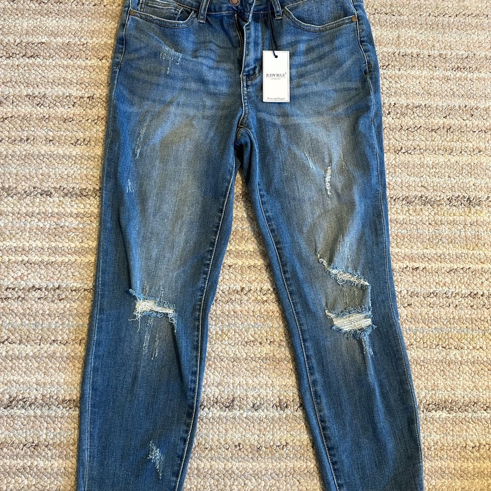 Women's Blue Distressed Jeans